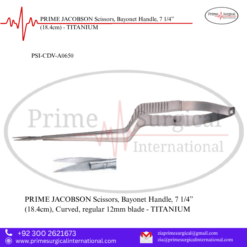 PRIME JACOBSON Scissors, Bayonet Handle, 7 1/4” (18.4cm) - TITANIUM