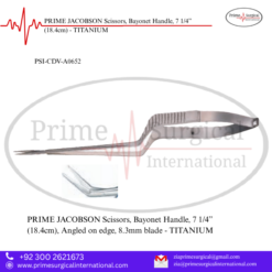 PRIME JACOBSON Scissors, Bayonet Handle, 7 1/4” (18.4cm) - TITANIUM