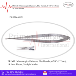 PRIME  Microsurgical Scissors, Flat Handle, 6 7/8” (17.5cm), 14.5mm Blades