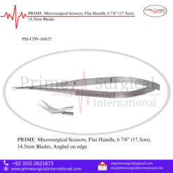 PRIME  Microsurgical Scissors, Flat Handle, 6 7/8” (17.5cm), 14.5mm Blades