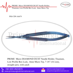 PRIME  Micro DIAMOND DUST Needle Holder, Titanium, Low Profile Box Lock, .8mm Micro Tip