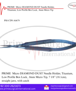 PRIME  Micro DIAMOND DUST Needle Holder, Titanium, Low Profile Box Lock, .8mm Micro Tip