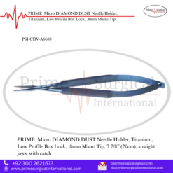 PRIME  Micro DIAMOND DUST Needle Holder, Titanium, Low Profile Box Lock, .8mm Micro Tip