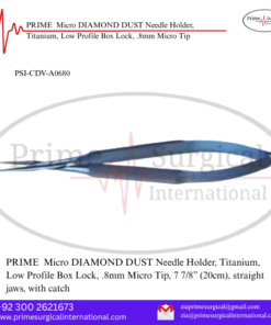 PRIME  Micro DIAMOND DUST Needle Holder, Titanium, Low Profile Box Lock, .8mm Micro Tip
