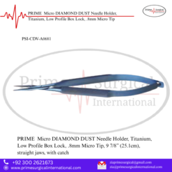 PRIME  Micro DIAMOND DUST Needle Holder, Titanium, Low Profile Box Lock, .8mm Micro Tip