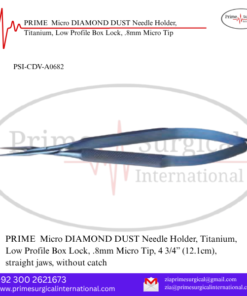 PRIME  Micro DIAMOND DUST Needle Holder, Titanium, Low Profile Box Lock, .8mm Micro Tip
