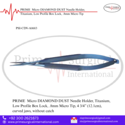 PRIME  Micro DIAMOND DUST Needle Holder, Titanium, Low Profile Box Lock, .8mm Micro Tip