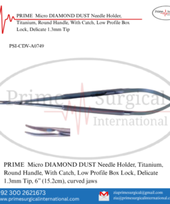 PRIME  Micro DIAMOND DUST Needle Holder, Titanium, Round Handle, With Catch, Low Profile Box Lock, Delicate 1.3mm Tip