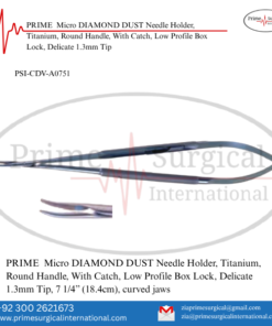 PRIME  Micro DIAMOND DUST Needle Holder, Titanium, Round Handle, With Catch, Low Profile Box Lock, Delicate 1.3mm Tip