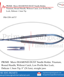 PRIME  Micro DIAMOND DUST Needle Holder, Titanium, Round Handle, Without Catch, Low Profile Box Lock, Delicate 1.3mm Tip