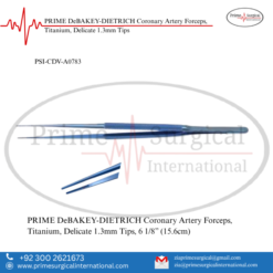PRIME DeBAKEY-DIETRICH Coronary Artery Forceps, Titanium, Delicate 1.3mm Tips