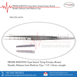 PRIME RHOTON-Type Suture Tying Forceps, Round Handle, Delicate,1mm Platform Tips