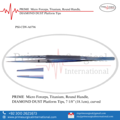 PRIME  Micro Forceps, Titanium, Round Handle, DIAMOND DUST Platform Tips