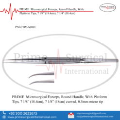 PRIME  Microsurgical Forceps, Round Handle, With Platform Tips, 7 1/8” (18.4cm), 7 1/4” (18.4cm)