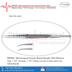 PRIME  Microsurgical Forceps, Round Handle, With Platform Tips, 7 1/8” (18.4cm), 7 1/4” (18.4cm) - TITANIUM