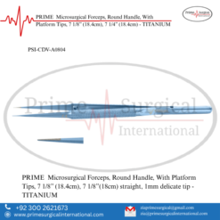 PRIME  Microsurgical Forceps, Round Handle, With Platform Tips, 7 1/8” (18.4cm), 7 1/4” (18.4cm) - TITANIUM
