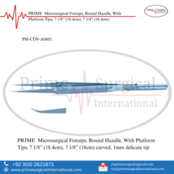 PRIME  Microsurgical Forceps, Round Handle, With Platform Tips, 7 1/8” (18.4cm), 7 1/4” (18.4cm)