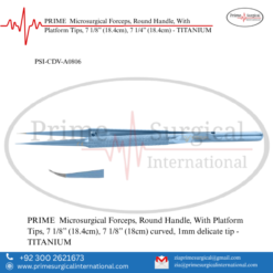 PRIME  Microsurgical Forceps, Round Handle, With Platform Tips, 7 1/8” (18.4cm), 7 1/4” (18.4cm) - TITANIUM