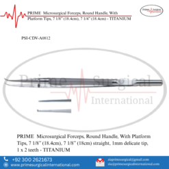 PRIME  Microsurgical Forceps, Round Handle, With Platform Tips, 7 1/8” (18.4cm), 7 1/4” (18.4cm) - TITANIUM