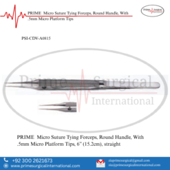 PRIME  Micro Suture Tying Forceps, Round Handle, With .5mm Micro Platform Tips