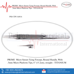 PRIME  Micro Suture Tying Forceps, Round Handle, With .5mm Micro Platform Tips - TITANIUM