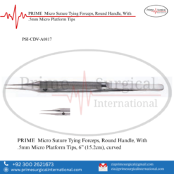 PRIME  Micro Suture Tying Forceps, Round Handle, With .5mm Micro Platform Tips