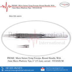 PRIME  Micro Suture Tying Forceps, Round Handle, With .5mm Micro Platform Tips - TITANIUM
