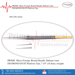 PRIME  Micro Forceps, Round Handle, Delicate 1mm DIAMOND DUST Platform Tips