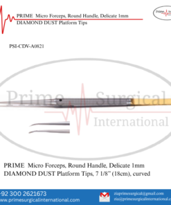 PRIME  Micro Forceps, Round Handle, Delicate 1mm DIAMOND DUST Platform Tips