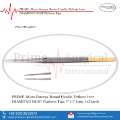 PRIME  Micro Forceps, Round Handle, Delicate 1mm DIAMOND DUST Platform Tips