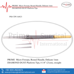 PRIME  Micro Forceps, Round Handle, Delicate 1mm DIAMOND DUST Platform Tips