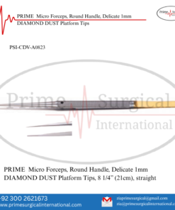 PRIME  Micro Forceps, Round Handle, Delicate 1mm DIAMOND DUST Platform Tips
