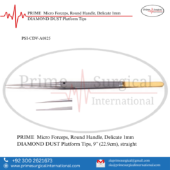 PRIME  Micro Forceps, Round Handle, Delicate 1mm DIAMOND DUST Platform Tips