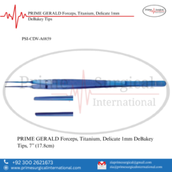 PRIME GERALD Forceps, Titanium, Delicate 1mm DeBakey Tips
