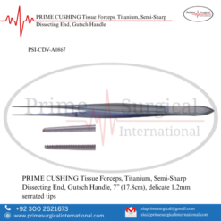 PRIME CUSHING Tissue Forceps, Titanium, Semi-Sharp Dissecting End, Gutsch Handle