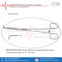 PRIME MIXTER Forceps, Delicate, Longitudinal Serrations, Cross-Serrated Tip