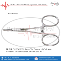 PRIME CASTANEDA Suture Tag Forceps, 3 3/4” (9.5cm),
Numbered for Identification, Smooth Jaws