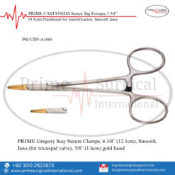 PRIME Gregory Stay Suture Clamps, 4 3/4” (12.1cm), Smooth Jaws (for tricuspid valve)