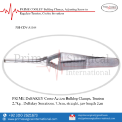 PRIME DeBAKEY Cross-Action Bulldog Clamps, Tension 2.7kg , DeBakey Serrations