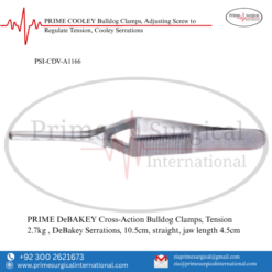 PRIME DeBAKEY Cross-Action Bulldog Clamps, Tension 2.7kg , DeBakey Serrations