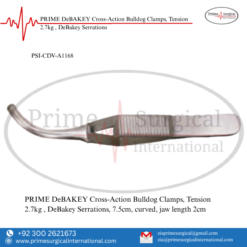 PRIME DeBAKEY Cross-Action Bulldog Clamps, Tension 2.7kg , DeBakey Serrations