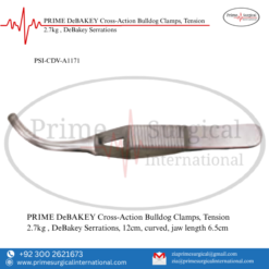 PRIME DeBAKEY Cross-Action Bulldog Clamps, Tension 2.7kg , DeBakey Serrations