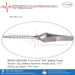 PRIME GREGORY Cross-Action “Soft” Bulldog Clamps, Tension 1.5kg, DeBakey Serrations