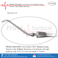 PRIME GREGORY Cross-Action “Soft” Bulldog Clamps, Tension 1.5kg, DeBakey Serrations