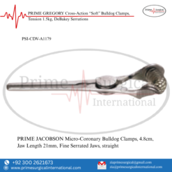 PRIME JACOBSON Micro-Coronary Bulldog Clamps, 4.8cm, Jaw Length 21mm, Fine Serrated Jaws