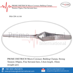 PRIME DIETRICH Micro-Coronary Bulldog Clamps, Strong Tension 180gms, Fine Serrated Jaws