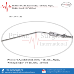 PRIME FRAZIER Suction Tubes, 7” (17.8cm), Angled, Working Length 4 1/4” (10.8cm)