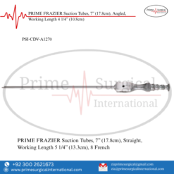 PRIME FRAZIER Suction Tubes, 7” (17.8cm), Straight, Working Length 5 1/4” (13.3cm)
