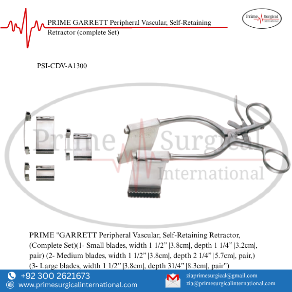 PRIME GARRETT Peripheral Vascular, Self-Retaining Retractor (complete Set)