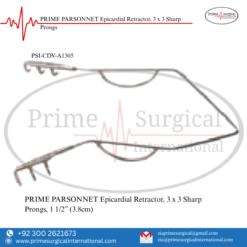 PRIME PARSONNET Epicardial Retractor, 3 x 3 Sharp Prongs